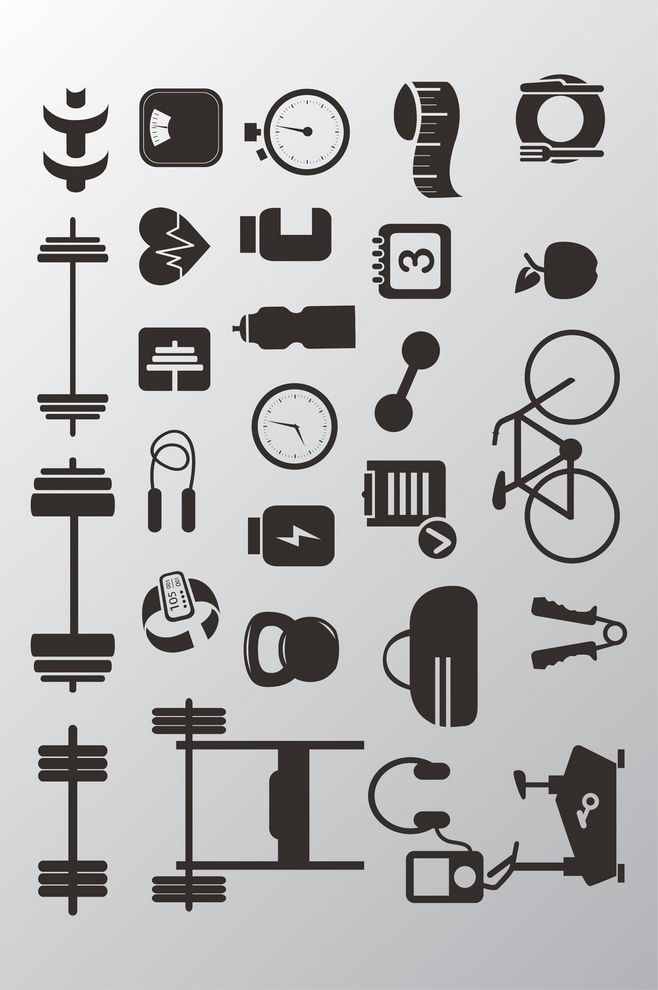 剪影健身器材圖標AI矢量設計指南